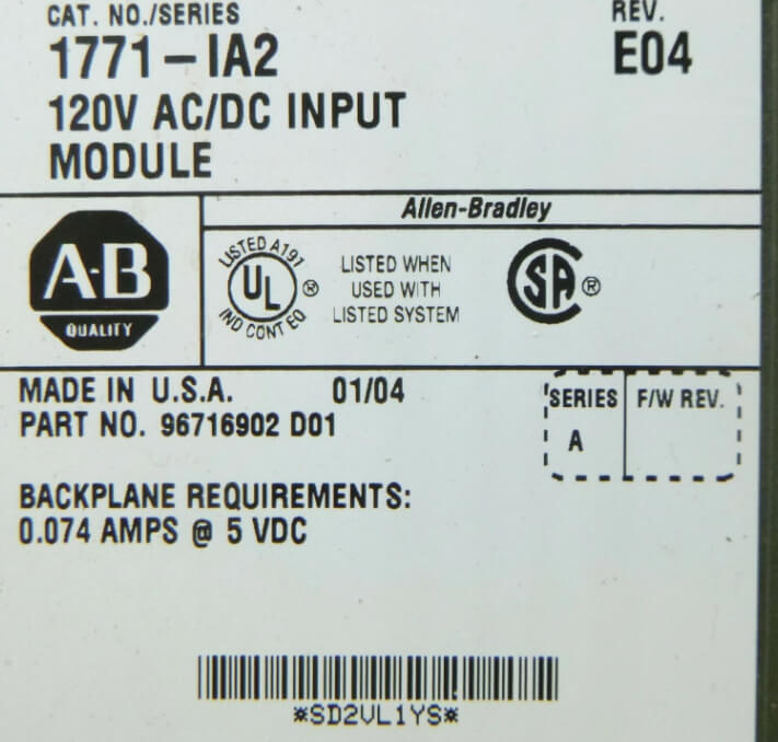 Allen Bradley 1771-IA2